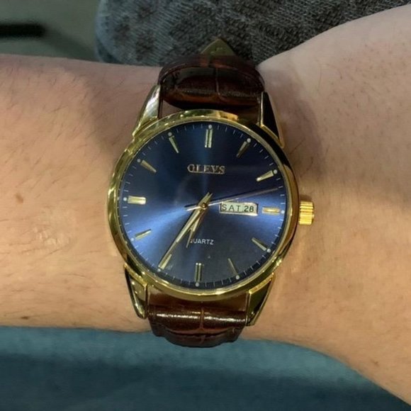 Olevs Men Brown Leather Waterproof Luminous Quartz Watch - Picture 13 of 13